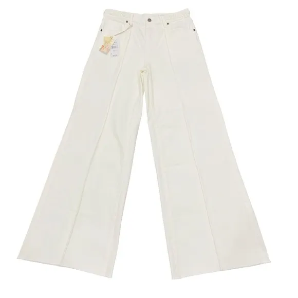 Johnny Was The Braided Wide Leg High Rise Stretch Jean White $278 NWT