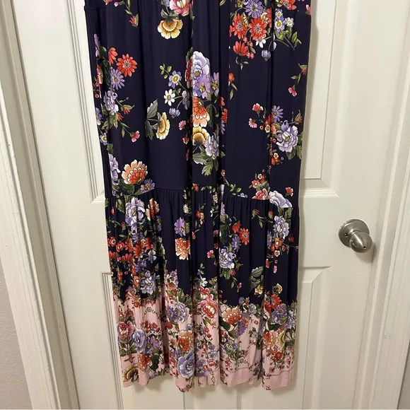 JOHNNY WAS The Janie favorite Elsa tiered henley dress purple in Size Large