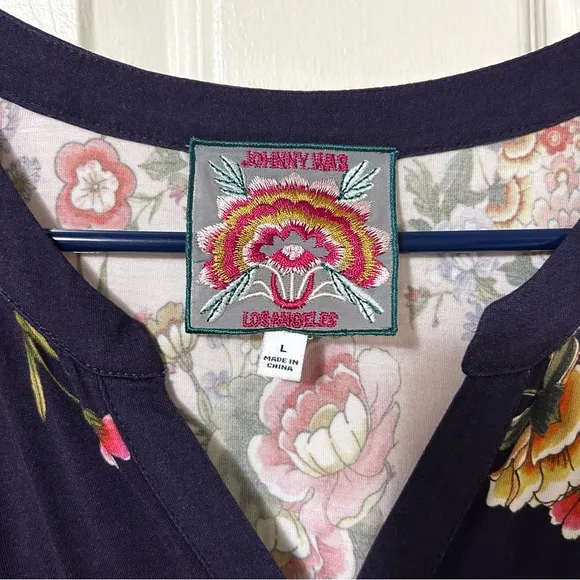 JOHNNY WAS The Janie favorite Elsa tiered henley dress purple in Size Large