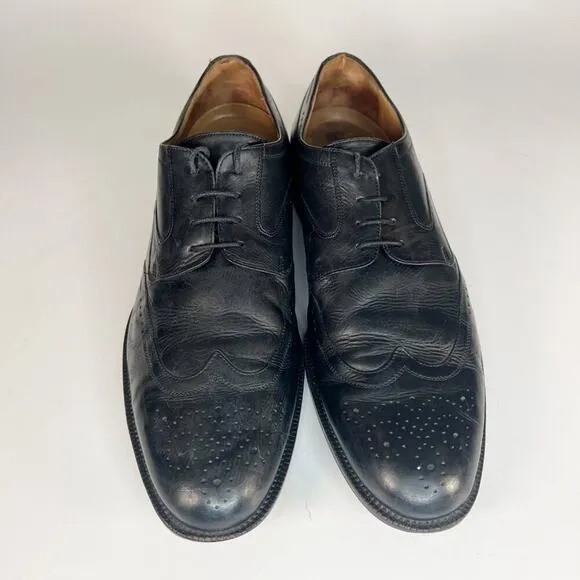 Johnston &amp; Murphy Black Leather Wingtip Derby Oxford Dress Shoes Men 13