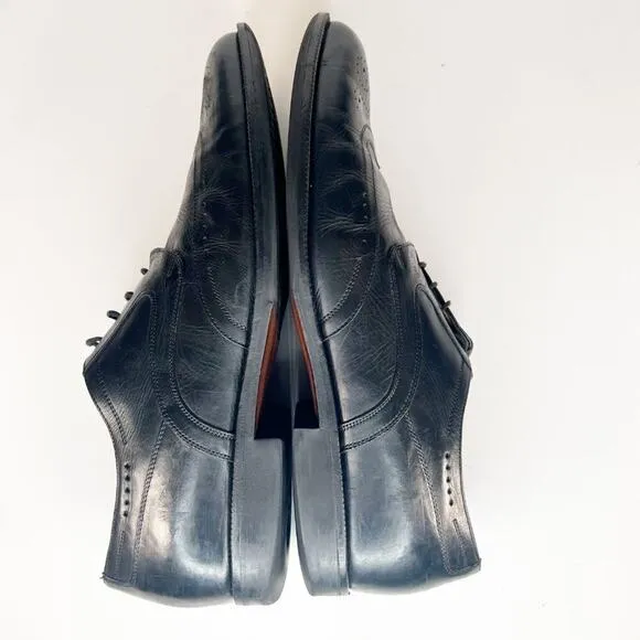 Johnston &amp; Murphy Black Leather Wingtip Derby Oxford Dress Shoes Men 13