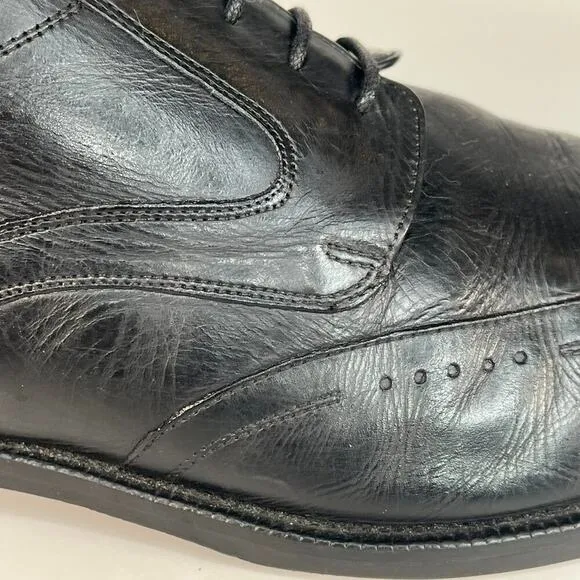 Johnston &amp; Murphy Black Leather Wingtip Derby Oxford Dress Shoes Men 13