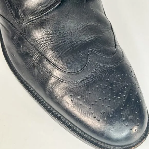 Johnston &amp; Murphy Black Leather Wingtip Derby Oxford Dress Shoes Men 13