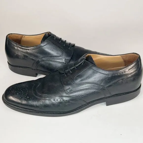 Johnston &amp; Murphy Black Leather Wingtip Derby Oxford Dress Shoes Men 13