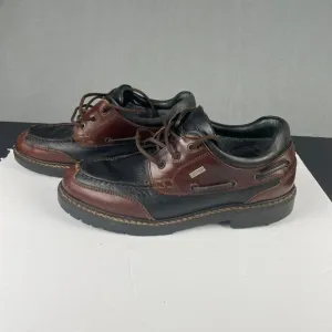 Johnston &amp; Murphy Boat Loafer Shoes Men's 9 M Brown black Leather 3 Eye Lug Moc