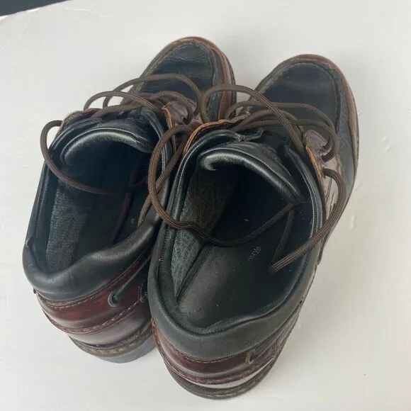 Johnston &amp; Murphy Boat Loafer Shoes Men's 9 M Brown black Leather 3 Eye Lug Moc