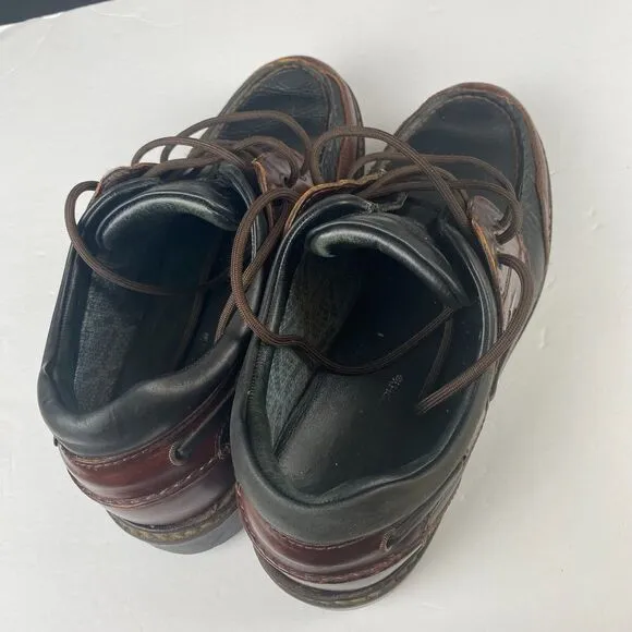 Johnston &amp; Murphy Boat Loafer Shoes Men's 9 M Brown black Leather 3 Eye Lug Moc