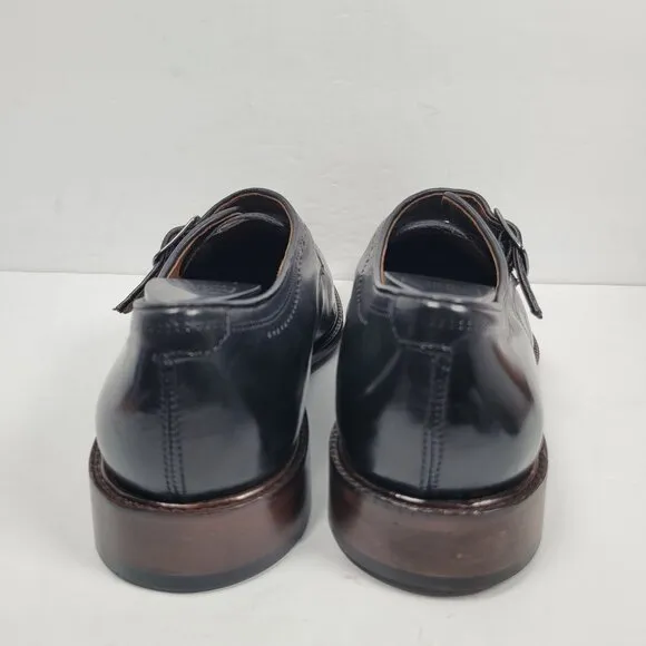 Johnston &amp; Murphy Boydstun Monk Strap Black Leather Shoes 15-2847 US Size 9M