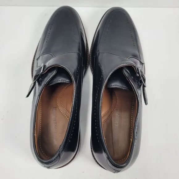 Johnston &amp; Murphy Boydstun Monk Strap Black Leather Shoes 15-2847 US Size 9M