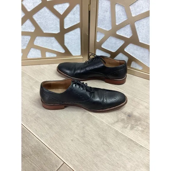 JOHNSTON &amp; Murphy Conard Cap Toe oxford derby shoe men black leather 11 M Rts169