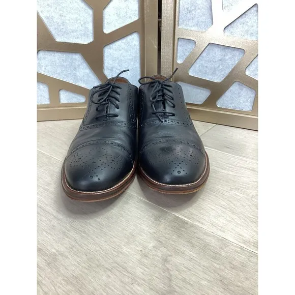 JOHNSTON &amp; Murphy Conard Cap Toe oxford derby shoe men black leather 11 M Rts169