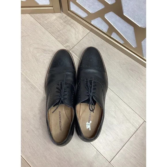 JOHNSTON &amp; Murphy Conard Cap Toe oxford derby shoe men black leather 11 M Rts169