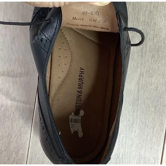 JOHNSTON &amp; Murphy Conard Cap Toe oxford derby shoe men black leather 11 M Rts169