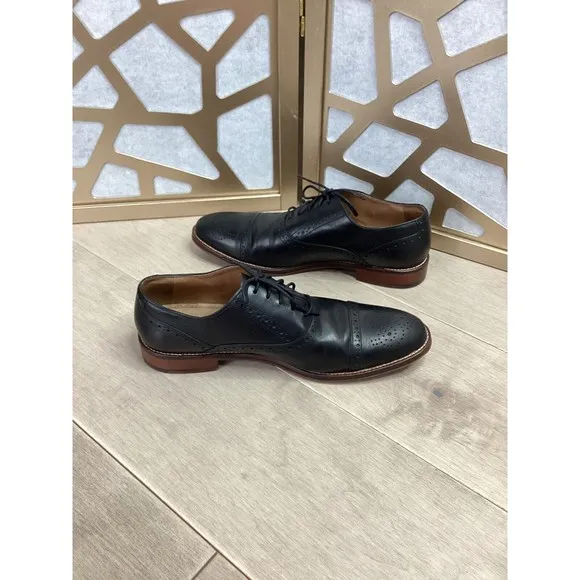 JOHNSTON &amp; Murphy Conard Cap Toe oxford derby shoe men black leather 11 M Rts169