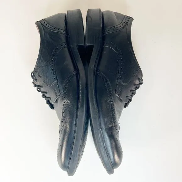 Johnston &amp; Murphy Lewis Black Leather Wingtip Oxford Dress Shoes Men 10