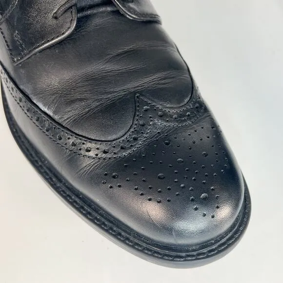 Johnston &amp; Murphy Lewis Black Leather Wingtip Oxford Dress Shoes Men 10