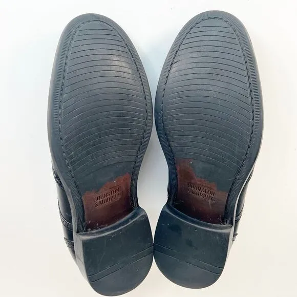 Johnston &amp; Murphy Lewis Black Leather Wingtip Oxford Dress Shoes Men 10
