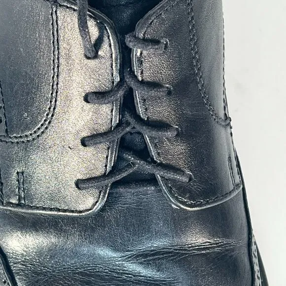 Johnston &amp; Murphy Lewis Black Leather Wingtip Oxford Dress Shoes Men 10