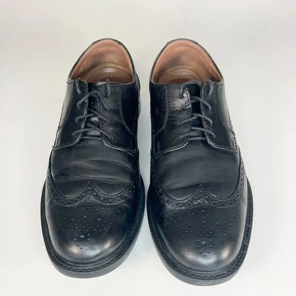 Johnston &amp; Murphy Lewis Black Leather Wingtip Oxford Dress Shoes Men 10
