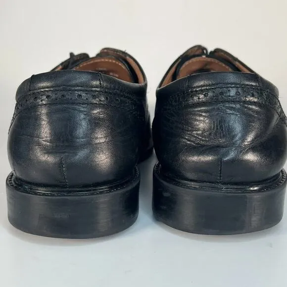 Johnston &amp; Murphy Lewis Black Leather Wingtip Oxford Dress Shoes Men 10