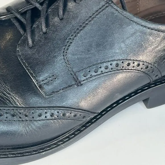 Johnston &amp; Murphy Lewis Black Leather Wingtip Oxford Dress Shoes Men 10