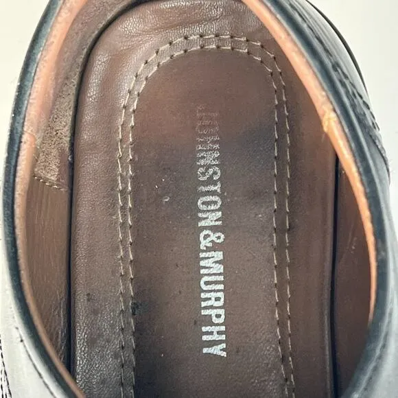 Johnston &amp; Murphy Lewis Black Leather Wingtip Oxford Dress Shoes Men 10