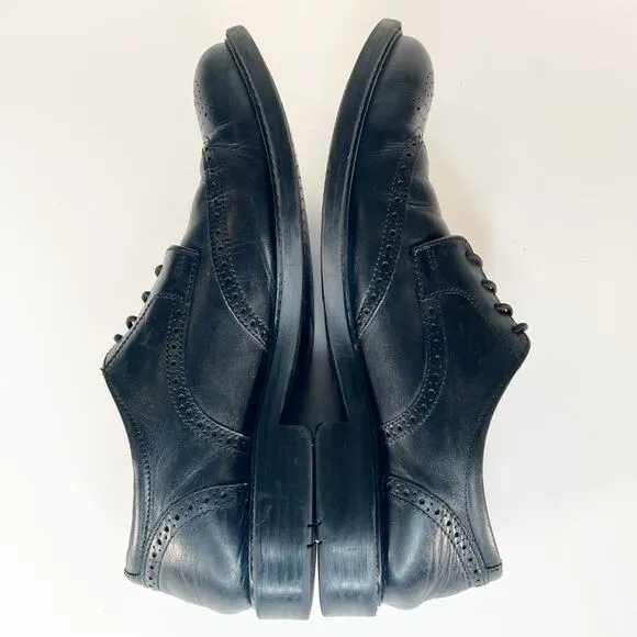 Johnston &amp; Murphy Lewis Black Leather Wingtip Oxford Dress Shoes Men 10