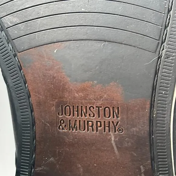 Johnston &amp; Murphy Lewis Black Leather Wingtip Oxford Dress Shoes Men 10