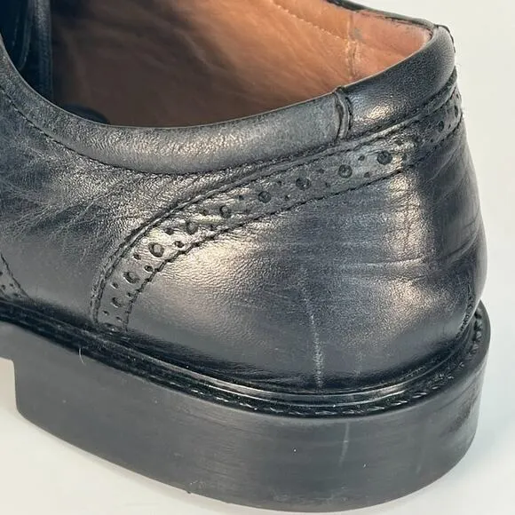 Johnston &amp; Murphy Lewis Black Leather Wingtip Oxford Dress Shoes Men 10