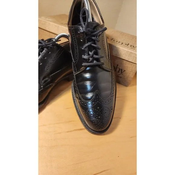 Johnston Murphy Black Wingtip Oxford Shoes Mens Size 10 B