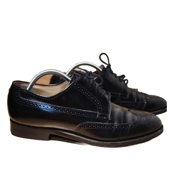 Johnston Murphy Black Wingtip Oxford Shoes Mens Size 10 B