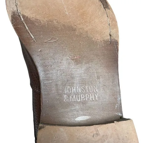 JOHNSTON &amp; MURPHY Leather Chelsea Slip-On Ankle Boots Brown 9.5