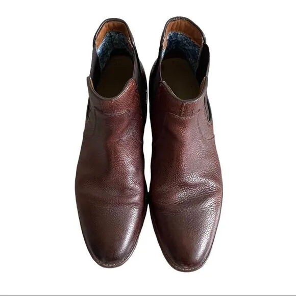 JOHNSTON &amp; MURPHY Leather Chelsea Slip-On Ankle Boots Brown 9.5