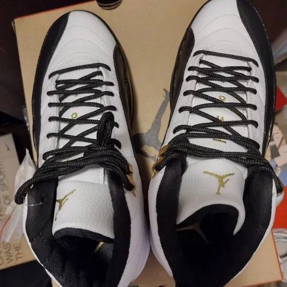 Jordan 12 Black , White And GOLD