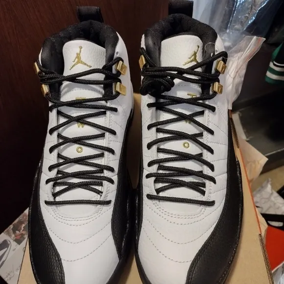 Jordan 12 Black , White And GOLD