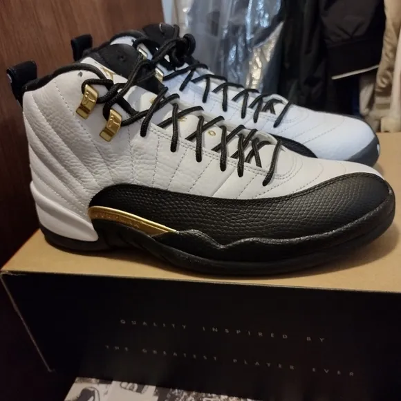Jordan 12 Black , White And GOLD