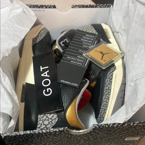 Jordan 3 Black and Gold Sneakers men’s size 10