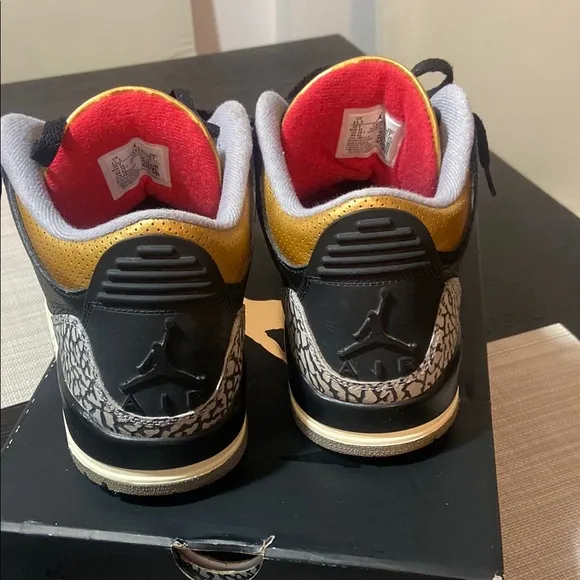 Jordan 3 Black and Gold Sneakers men’s size 10