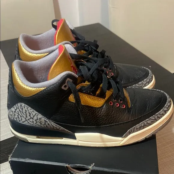 Jordan 3 Black and Gold Sneakers men’s size 10