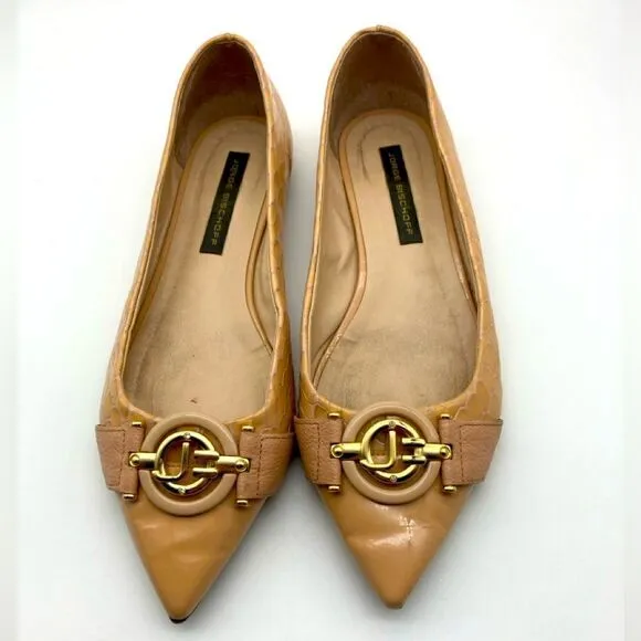 Jorge Bischoff Patent Leather Beige Flats Size 7