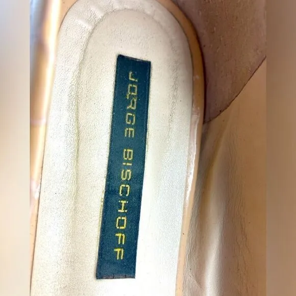 Jorge Bischoff Patent Leather Beige Flats Size 7