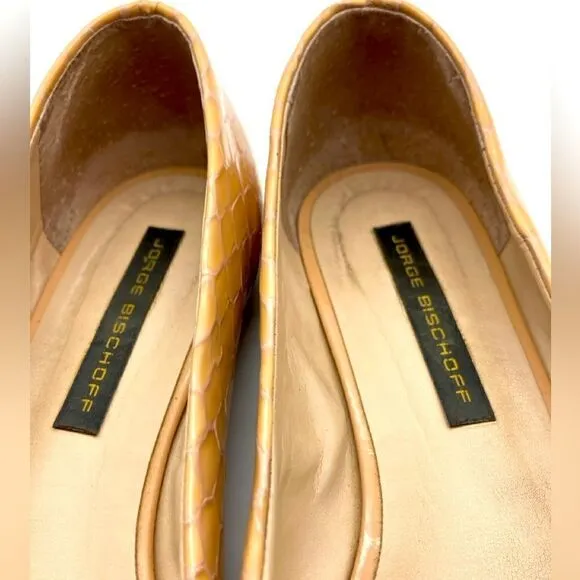 Jorge Bischoff Patent Leather Beige Flats Size 7