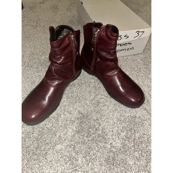 Josef Seibel Leather Boots Women 37 / 6-6.5 Brown Faux Fur Lined Naly Faye