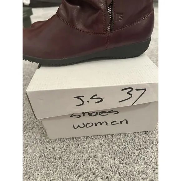 Josef Seibel Leather Boots Women 37 / 6-6.5 Brown Faux Fur Lined Naly Faye