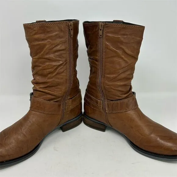 Josef Seibel Women's Sanja 14 Brown Leather Biker Boots Size 40 (US 9-9.5)