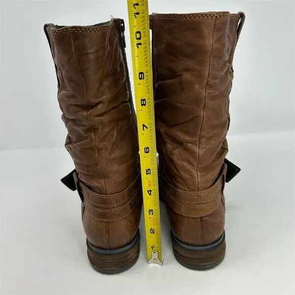 Josef Seibel Women's Sanja 14 Brown Leather Biker Boots Size 40 (US 9-9.5)