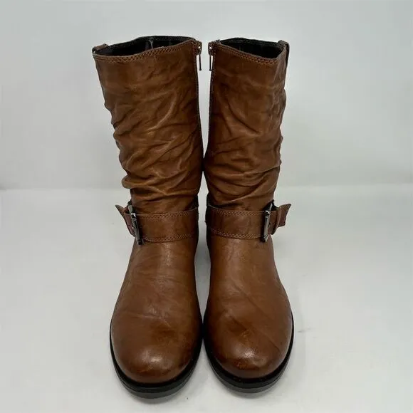 Josef Seibel Women's Sanja 14 Brown Leather Biker Boots Size 40 (US 9-9.5)