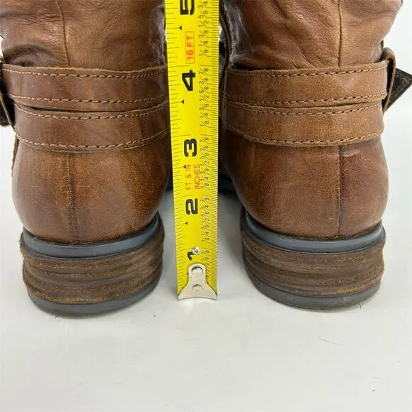 Josef Seibel Women's Sanja 14 Brown Leather Biker Boots Size 40 (US 9-9.5)