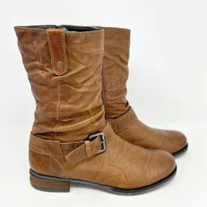 Josef Seibel Women's Sanja 14 Brown Leather Biker Boots Size 40 (US 9-9.5)