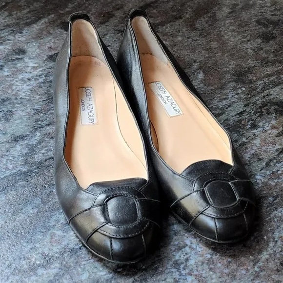 Joseph Azagury London Lavorazione Artigiana Black Leather Flats Size 37.5